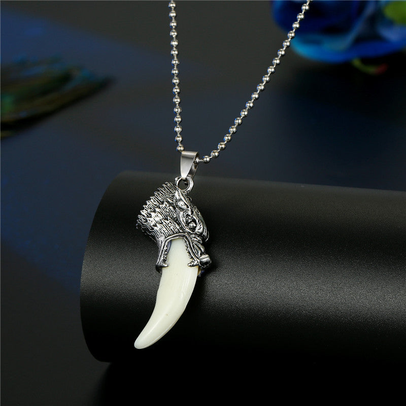 Natural Ice Obsidian Wolf Tooth Amulet Necklace For Men & Women – zenheavens